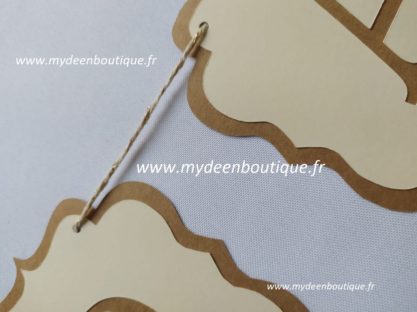 Banderole "Ramadan Moubarak" Ivoire & Kraft - Artisanat 100% français