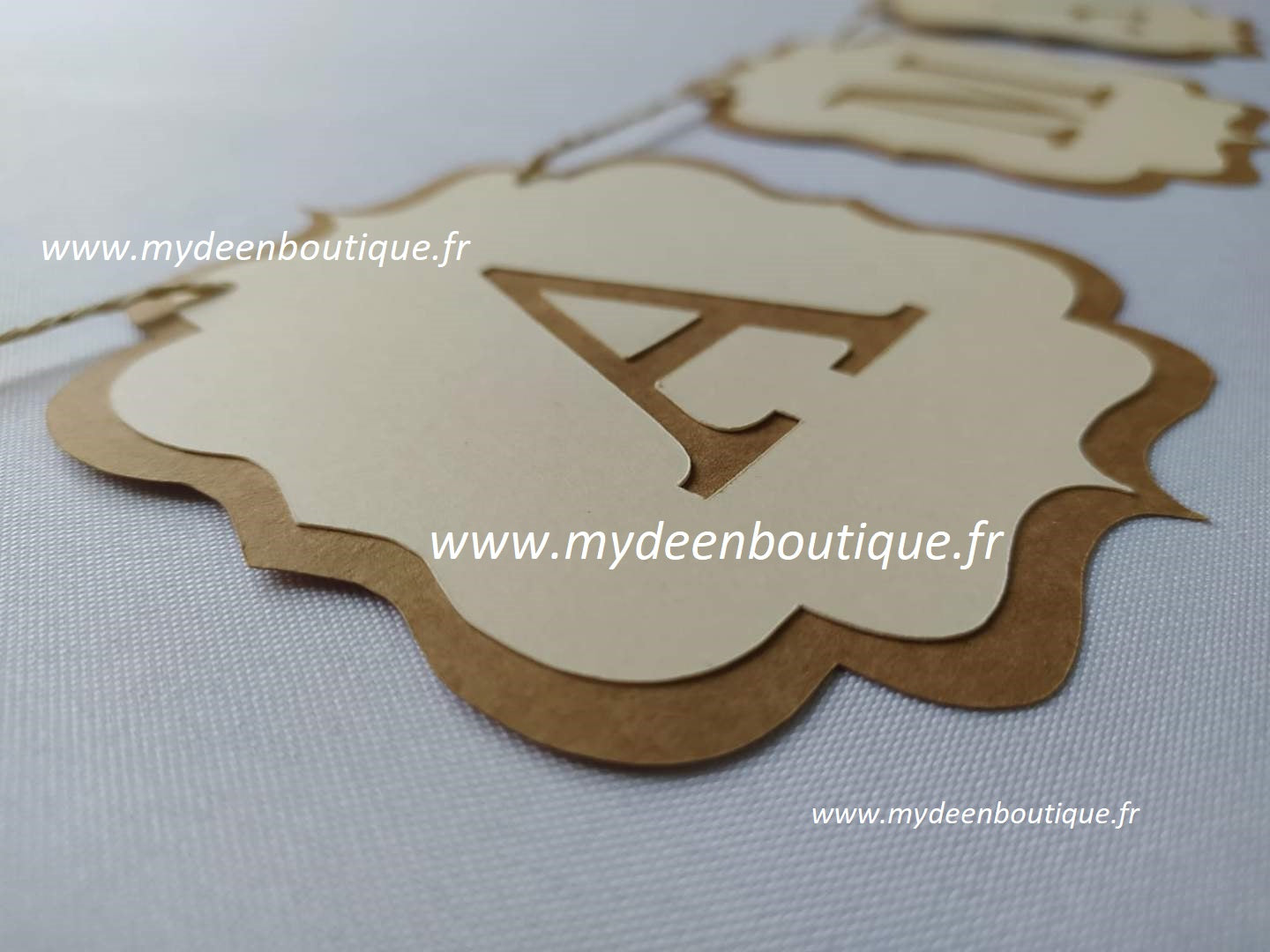 Banderole "Ramadan Moubarak" Ivoire & Kraft - Artisanat 100% français