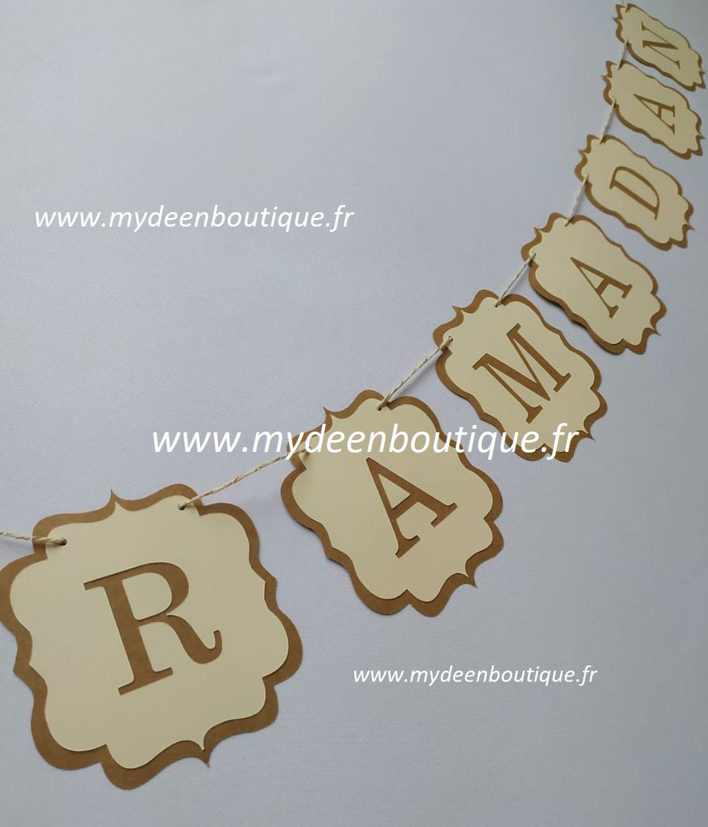 Banderole "Ramadan Moubarak" Ivoire & Kraft - Artisanat 100% français