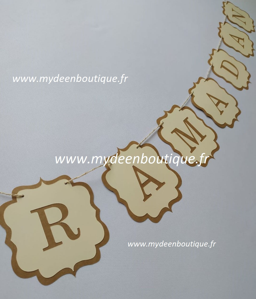 Banderole "Ramadan Moubarak" Ivoire & Kraft - Artisanat 100% français