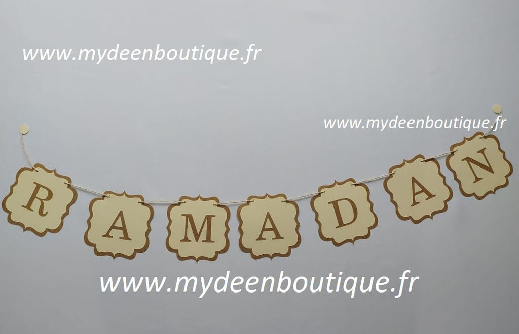 Banderole "Ramadan Moubarak" Ivoire & Kraft - Artisanat 100% français