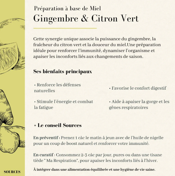 Miel Gingembre frais et Citron vert